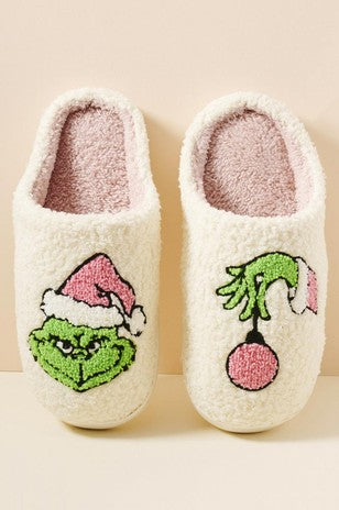 Christmas Grinch Slippers-Slippers-UrbanCulture-Boutique, A North Port, Florida Women's Fashion Boutique