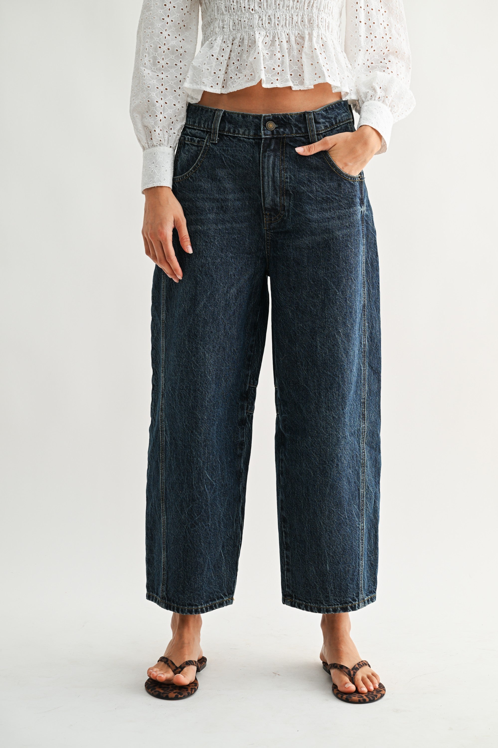 Bella Wide Leg Dark Wash Denim Jeans-Jeans-UrbanCulture-Boutique, A North Port, Florida Women's Fashion Boutique