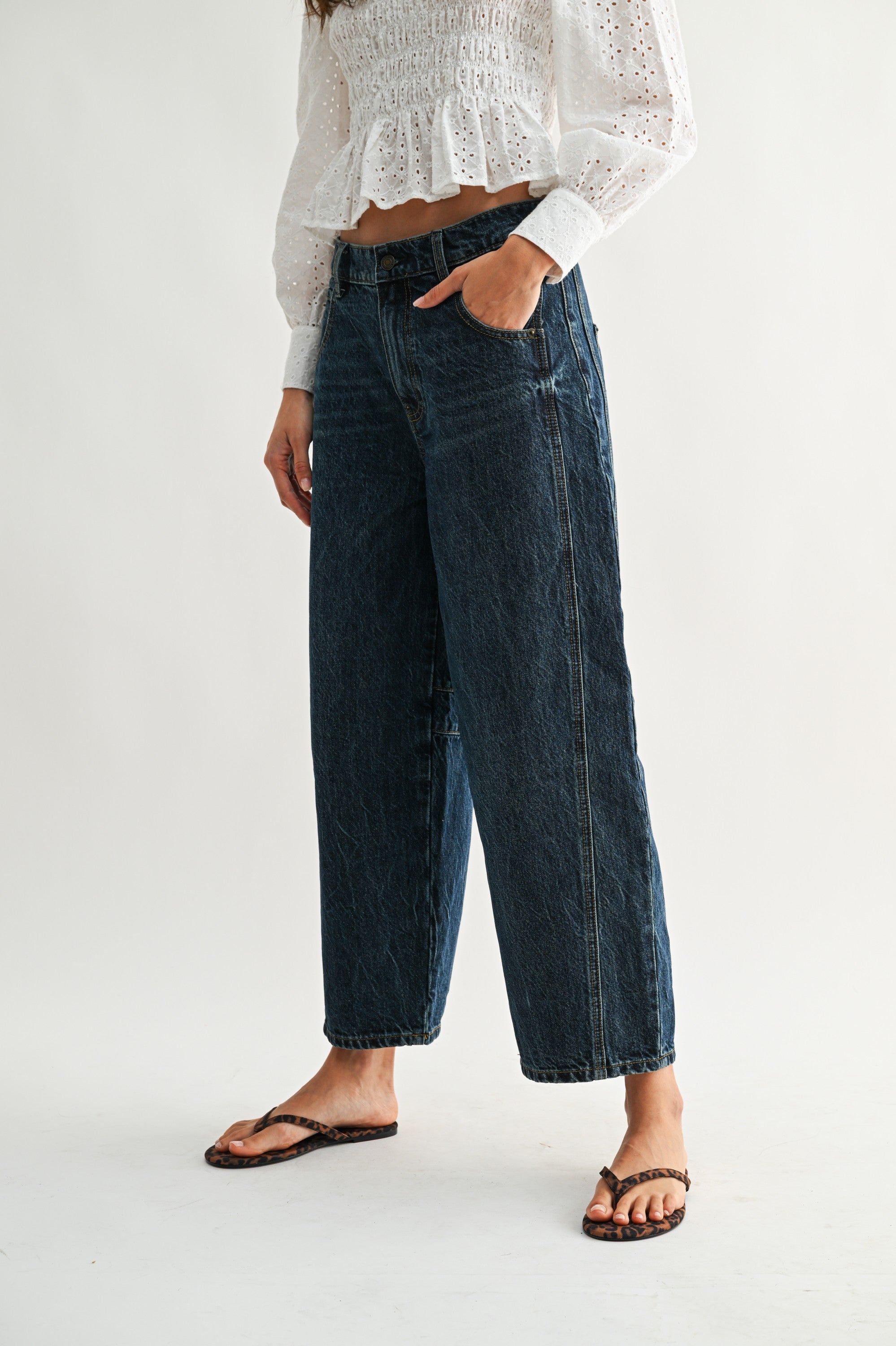 Bella Wide Leg Dark Wash Denim Jeans-Jeans-UrbanCulture-Boutique, A North Port, Florida Women's Fashion Boutique