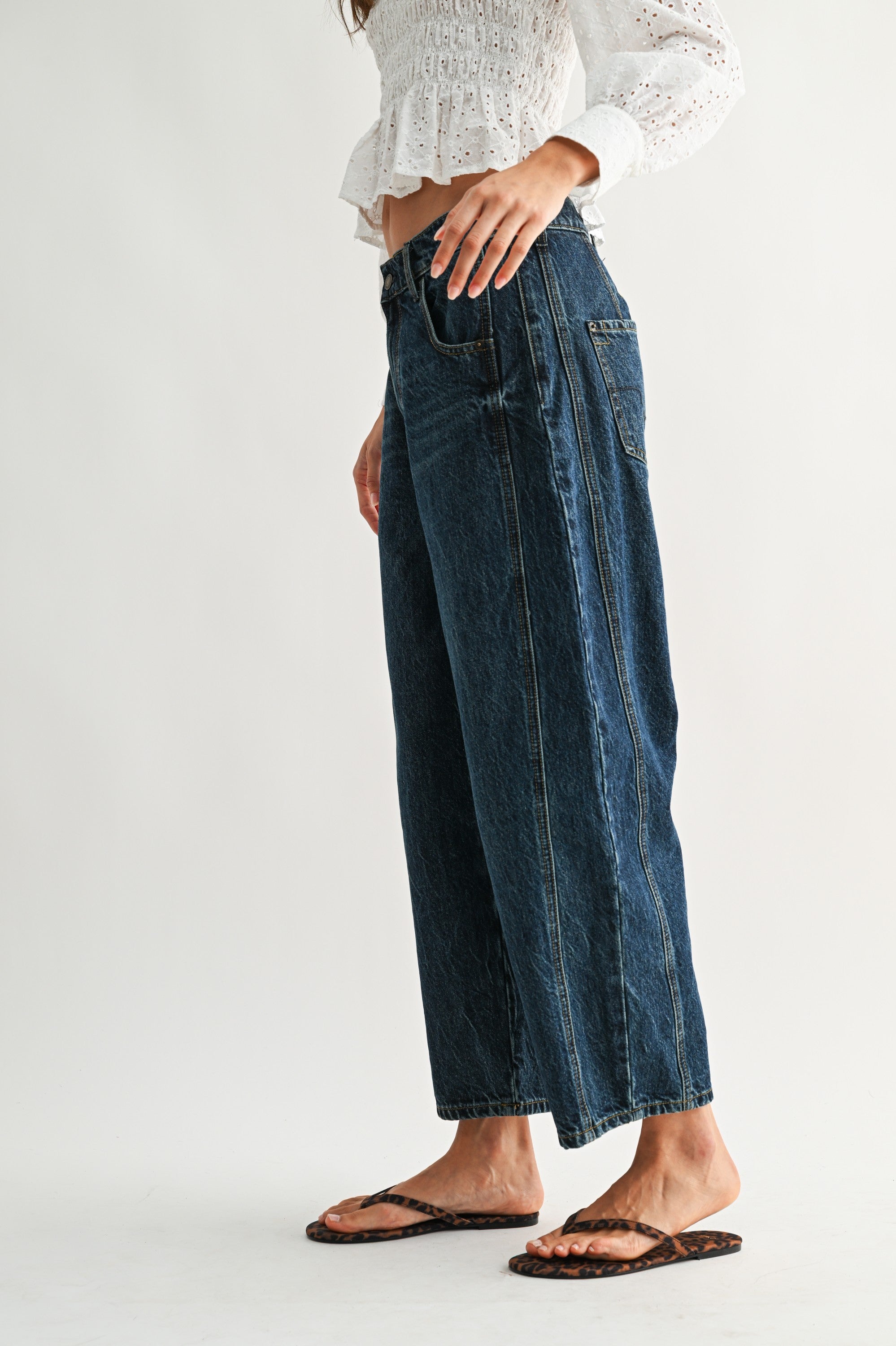 Bella Wide Leg Dark Wash Denim Jeans-Jeans-UrbanCulture-Boutique, A North Port, Florida Women's Fashion Boutique