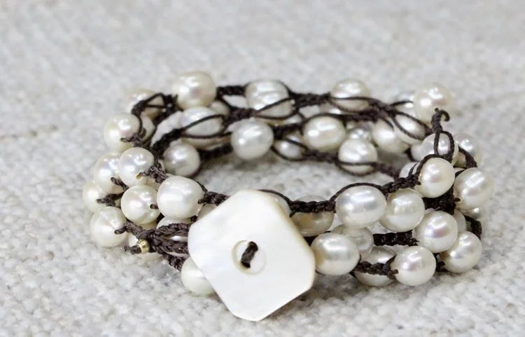 Rice Pearl Wrap on Chocolate-Necklace-UrbanCulture-Boutique, A North Port, Florida Women's Fashion Boutique