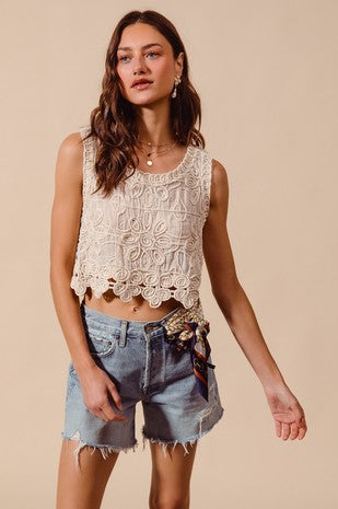 Quinn Crochet Top-Tank Tops-UrbanCulture-Boutique, A North Port, Florida Women's Fashion Boutique