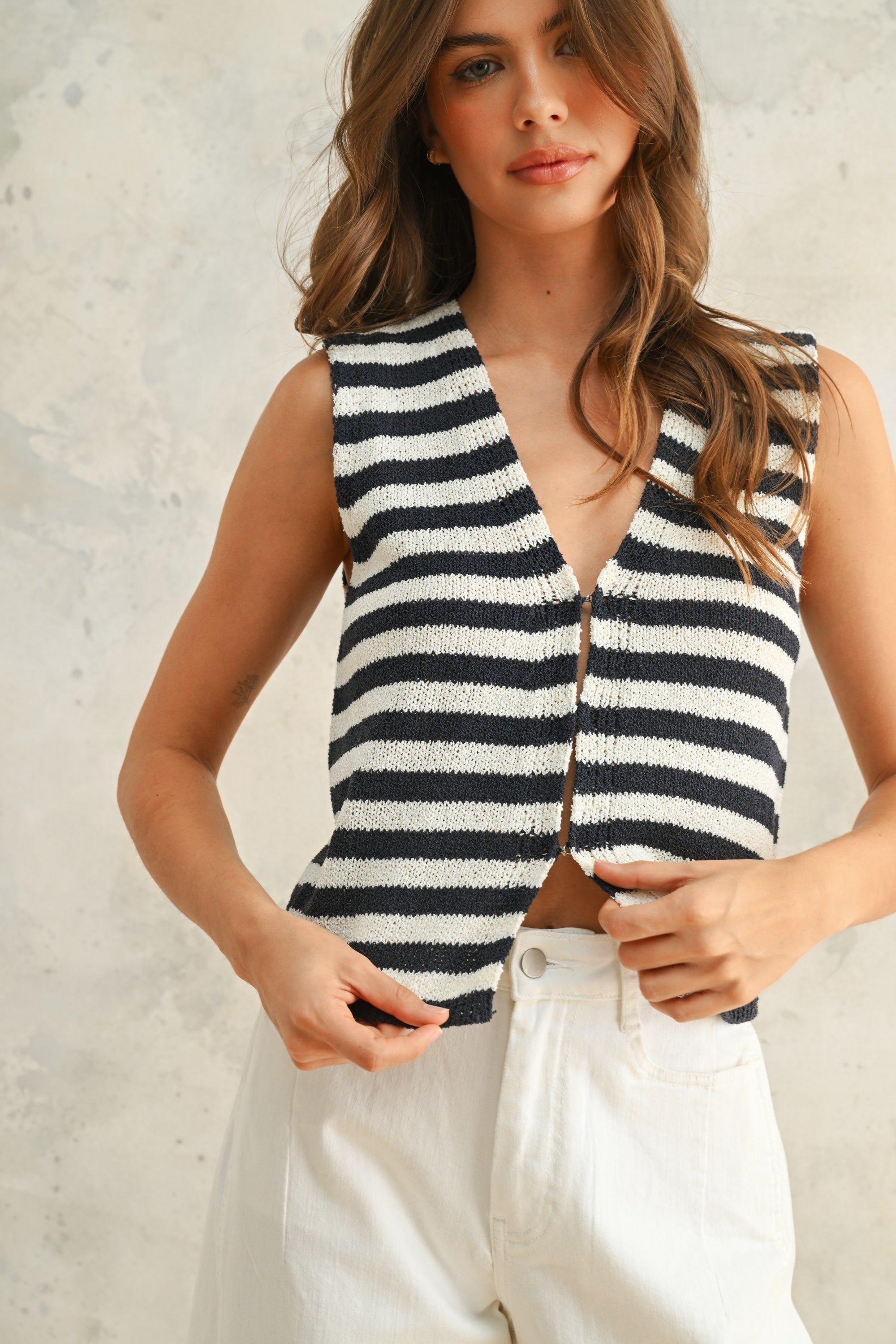 Ilaria Striped Vest-sleeveless top-UrbanCulture-Boutique, A North Port, Florida Women's Fashion Boutique