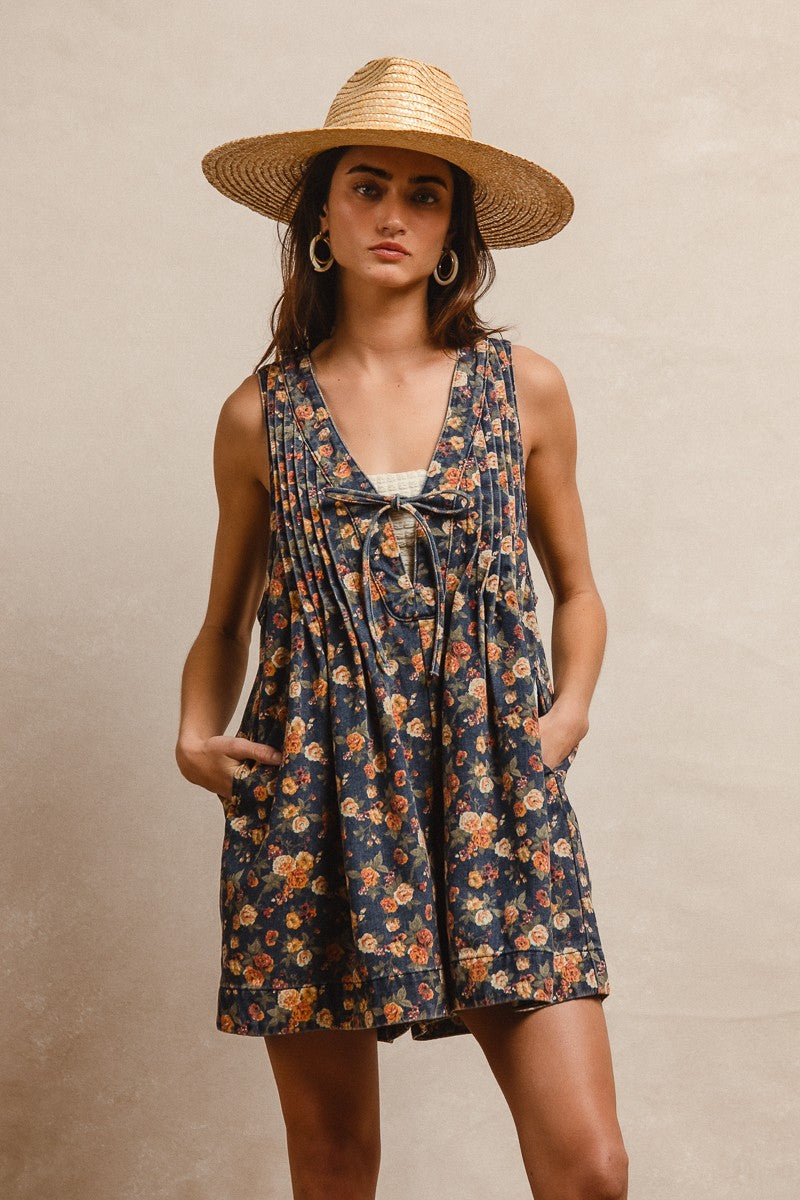 Violet Denim Romper-Romper-UrbanCulture-Boutique, A North Port, Florida Women's Fashion Boutique