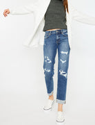 Amelia Mid Rise Distressed Boyfriend Jeans-Jeans-UrbanCulture-Boutique, A North Port, Florida Women's Fashion Boutique