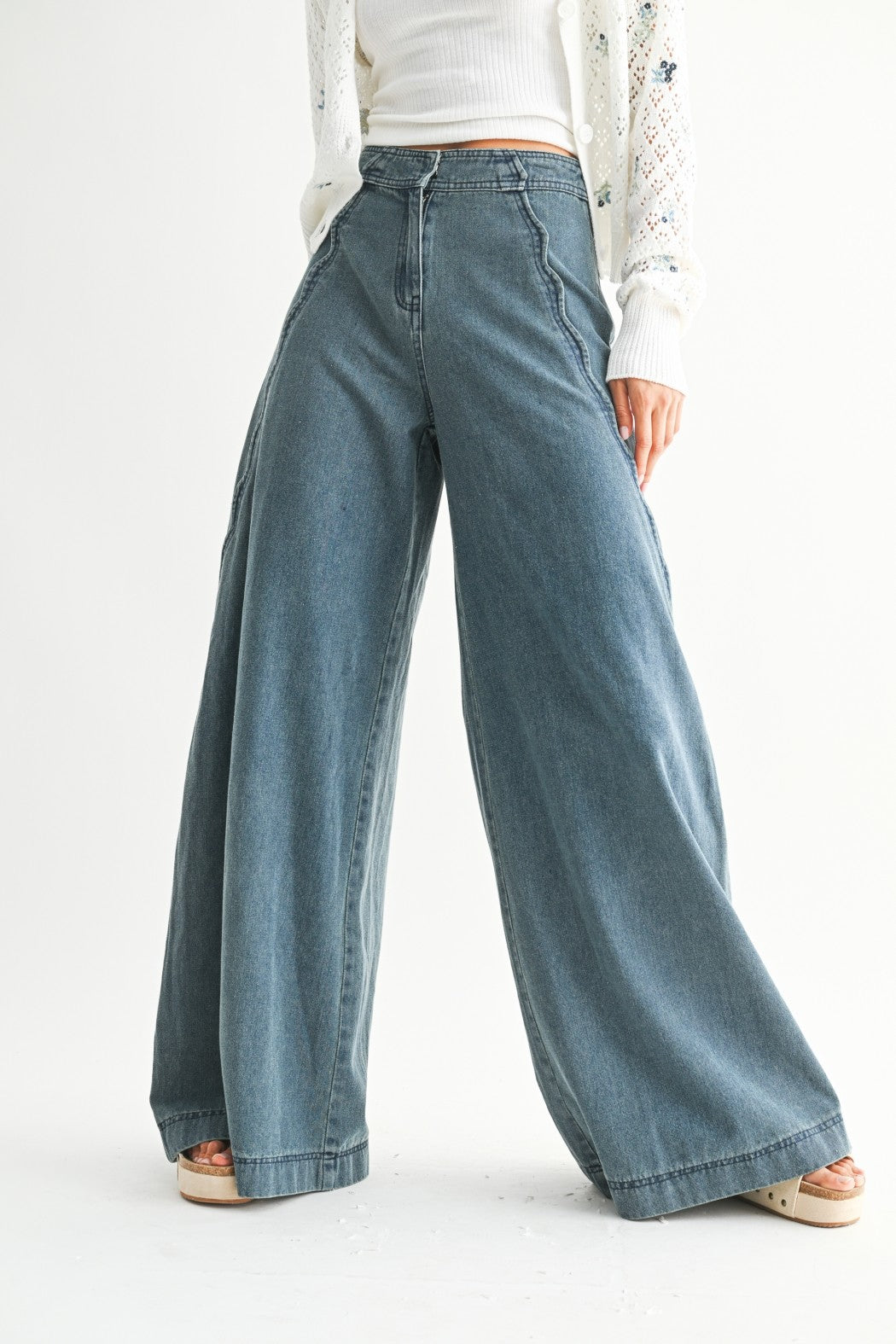 Kit Wide Leg Denim Trousers-Jeans-UrbanCulture-Boutique, A North Port, Florida Women's Fashion Boutique