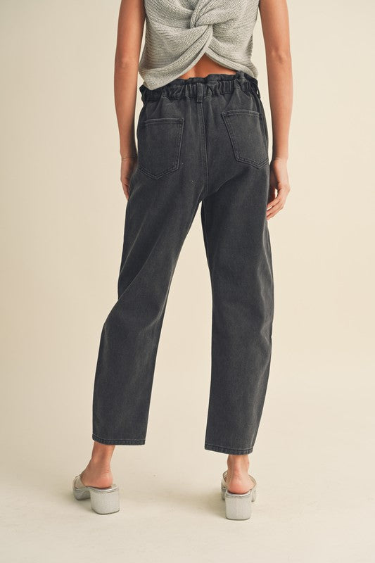 Paper Bag Waist Washed Pants-Pants-UrbanCulture-Boutique, A North Port, Florida Women's Fashion Boutique