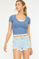 Gianna Polka Dot Frayed Denim Shorts-shorts-UrbanCulture-Boutique, A North Port, Florida Women's Fashion Boutique