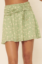 Hazel Floral Draped Mini Skirt-Skirts-UrbanCulture-Boutique, A North Port, Florida Women's Fashion Boutique