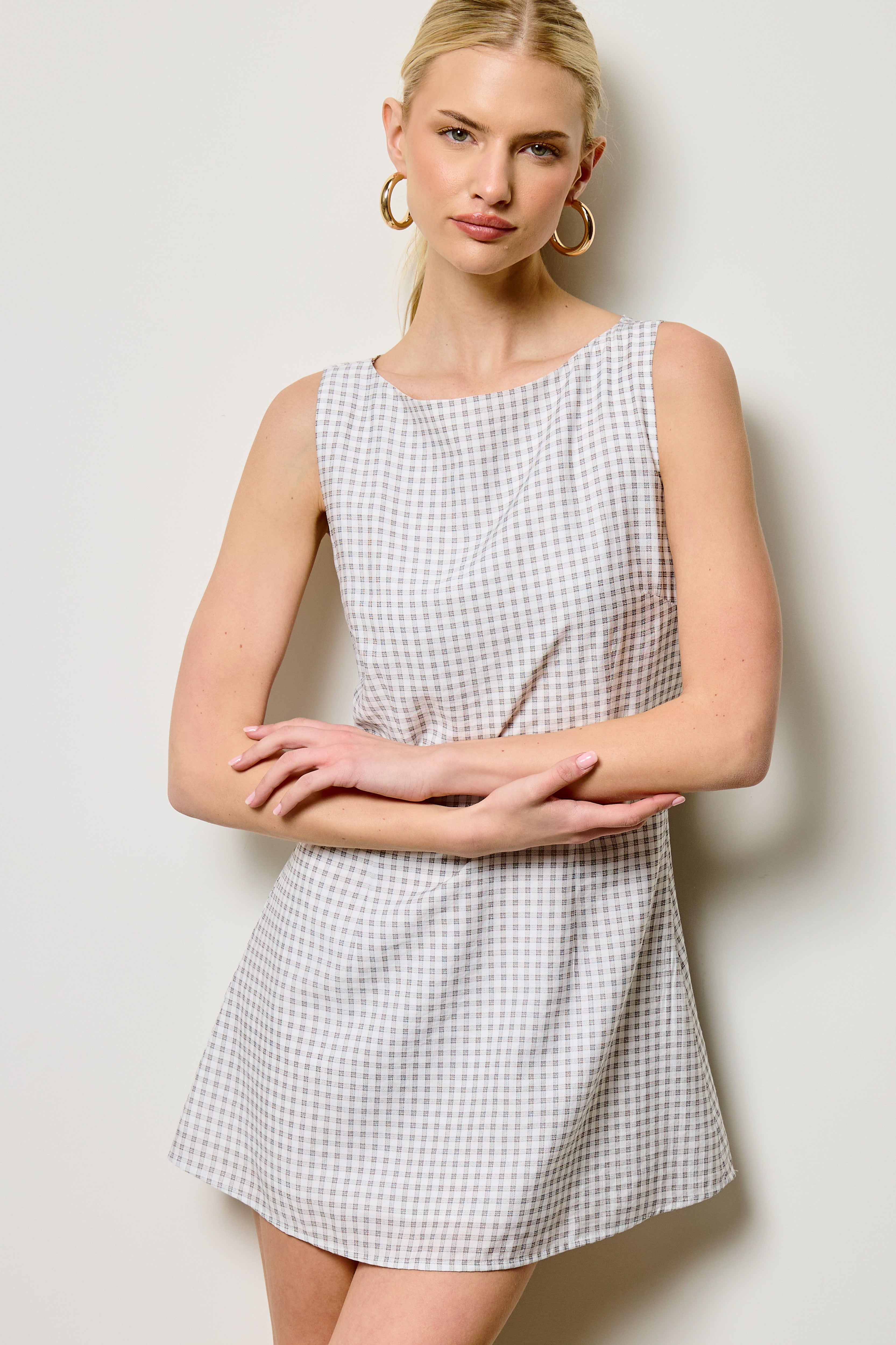 Carolyn Gingham Mini Dress-Dresses-UrbanCulture-Boutique, A North Port, Florida Women's Fashion Boutique