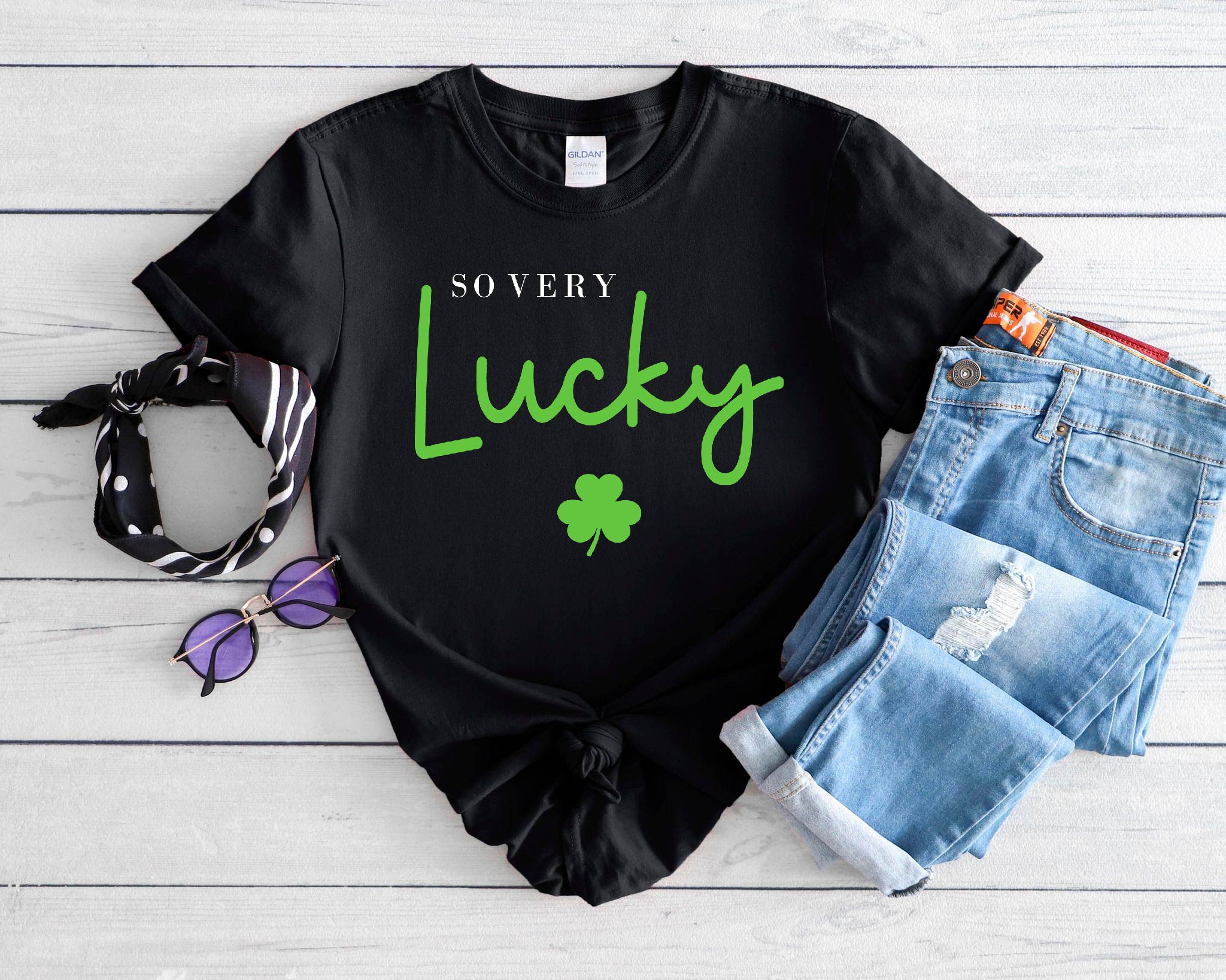 So Very Lucky Graphic Tee-Graphic Tees-UrbanCulture-Boutique, A North Port, Florida Women's Fashion Boutique