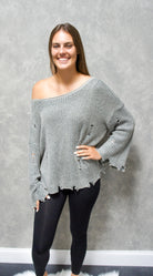 Edgy Ribbed Distressed Sweater-Sweater-UrbanCulture-Boutique, A North Port, Florida Women's Fashion Boutique