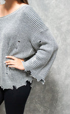 Edgy Ribbed Distressed Sweater-Sweater-UrbanCulture-Boutique, A North Port, Florida Women's Fashion Boutique