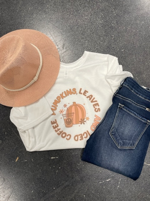 Pumpkin Leaves and Iced Coffee Graphic Tee-Graphic Tees-UrbanCulture-Boutique, A North Port, Florida Women's Fashion Boutique