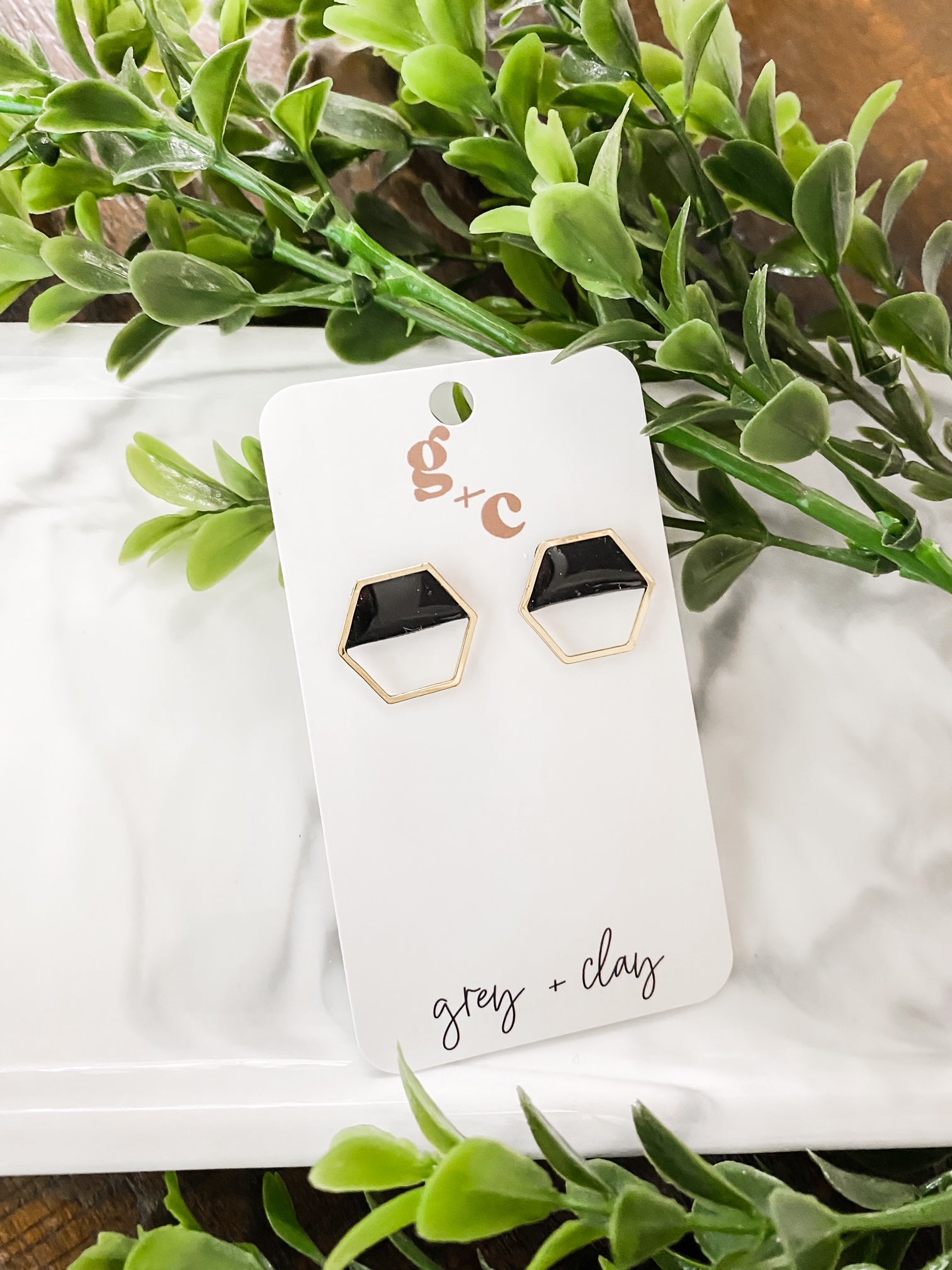 Luxe Stud Hexagon Earrings-Earrings-UrbanCulture-Boutique, A North Port, Florida Women's Fashion Boutique