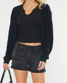 Black Stone Washed Denim Shorts-Denim-UrbanCulture-Boutique, A North Port, Florida Women's Fashion Boutique