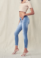 Low Rise Skinny Jeans with Distressed Ankles-Jeans-UrbanCulture-Boutique, A North Port, Florida Women's Fashion Boutique