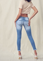 Low Rise Skinny Jeans with Distressed Ankles-Jeans-UrbanCulture-Boutique, A North Port, Florida Women's Fashion Boutique