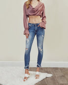 Mid Rise Hem Detail Ankle Skinny Jeans-Jeans-UrbanCulture-Boutique, A North Port, Florida Women's Fashion Boutique