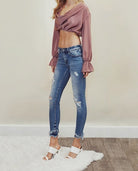 Mid Rise Hem Detail Ankle Skinny Jeans-Jeans-UrbanCulture-Boutique, A North Port, Florida Women's Fashion Boutique