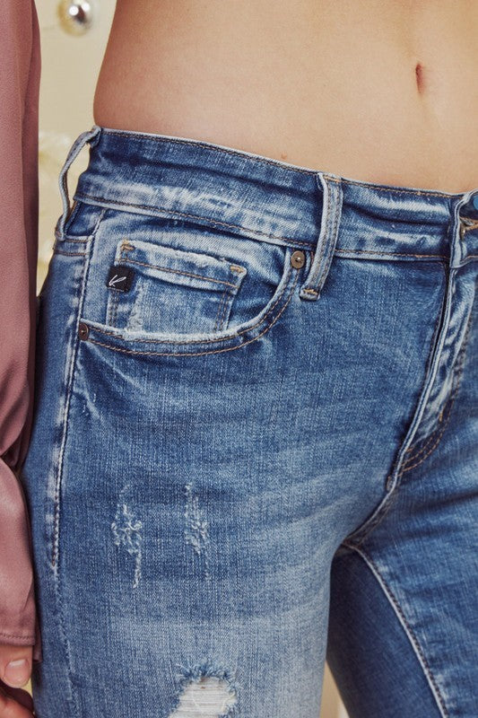 Mid Rise Hem Detail Ankle Skinny Jeans-Jeans-UrbanCulture-Boutique, A North Port, Florida Women's Fashion Boutique
