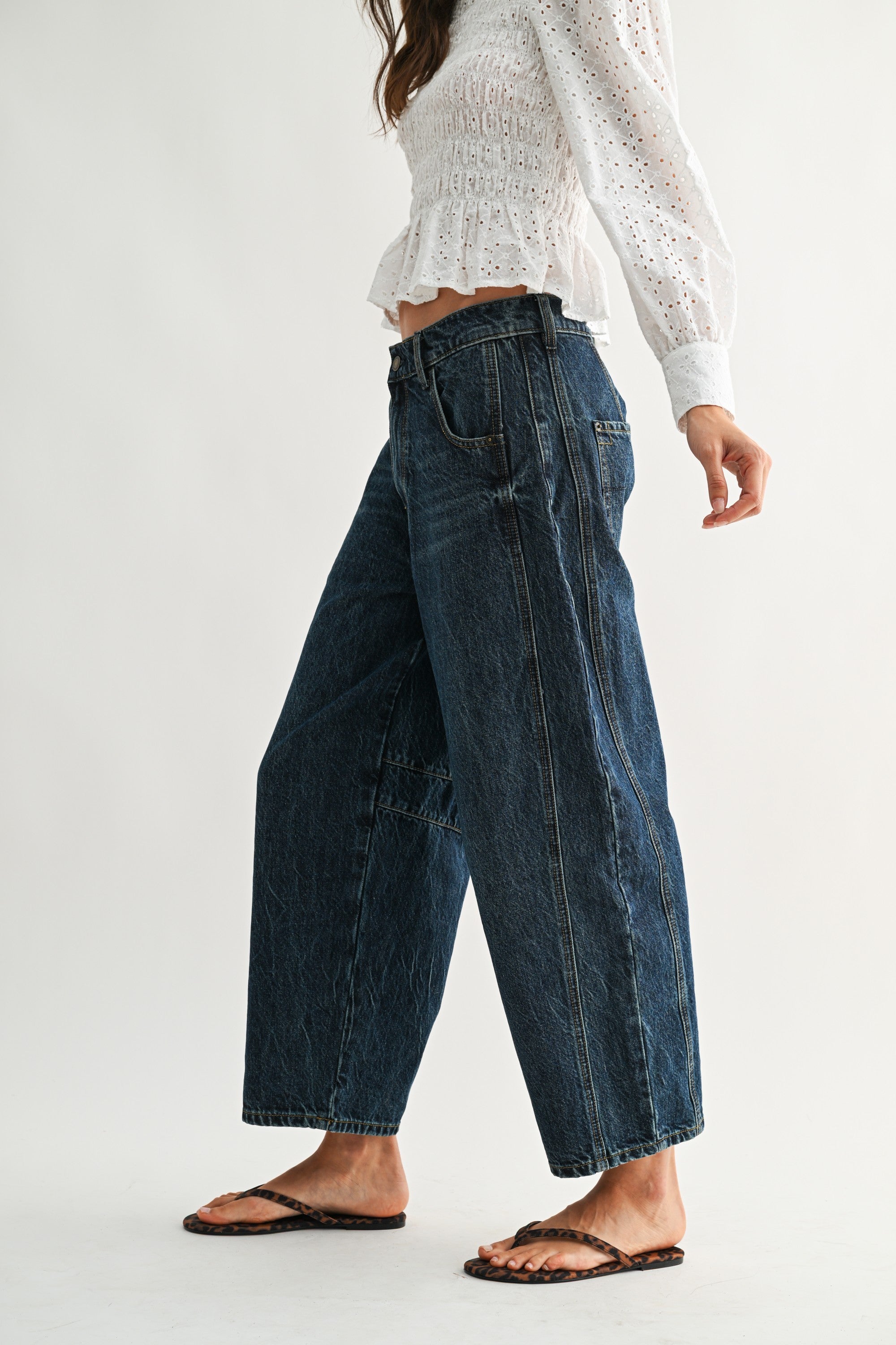 Bella Wide Leg Dark Wash Denim Jeans-Jeans-UrbanCulture-Boutique, A North Port, Florida Women's Fashion Boutique