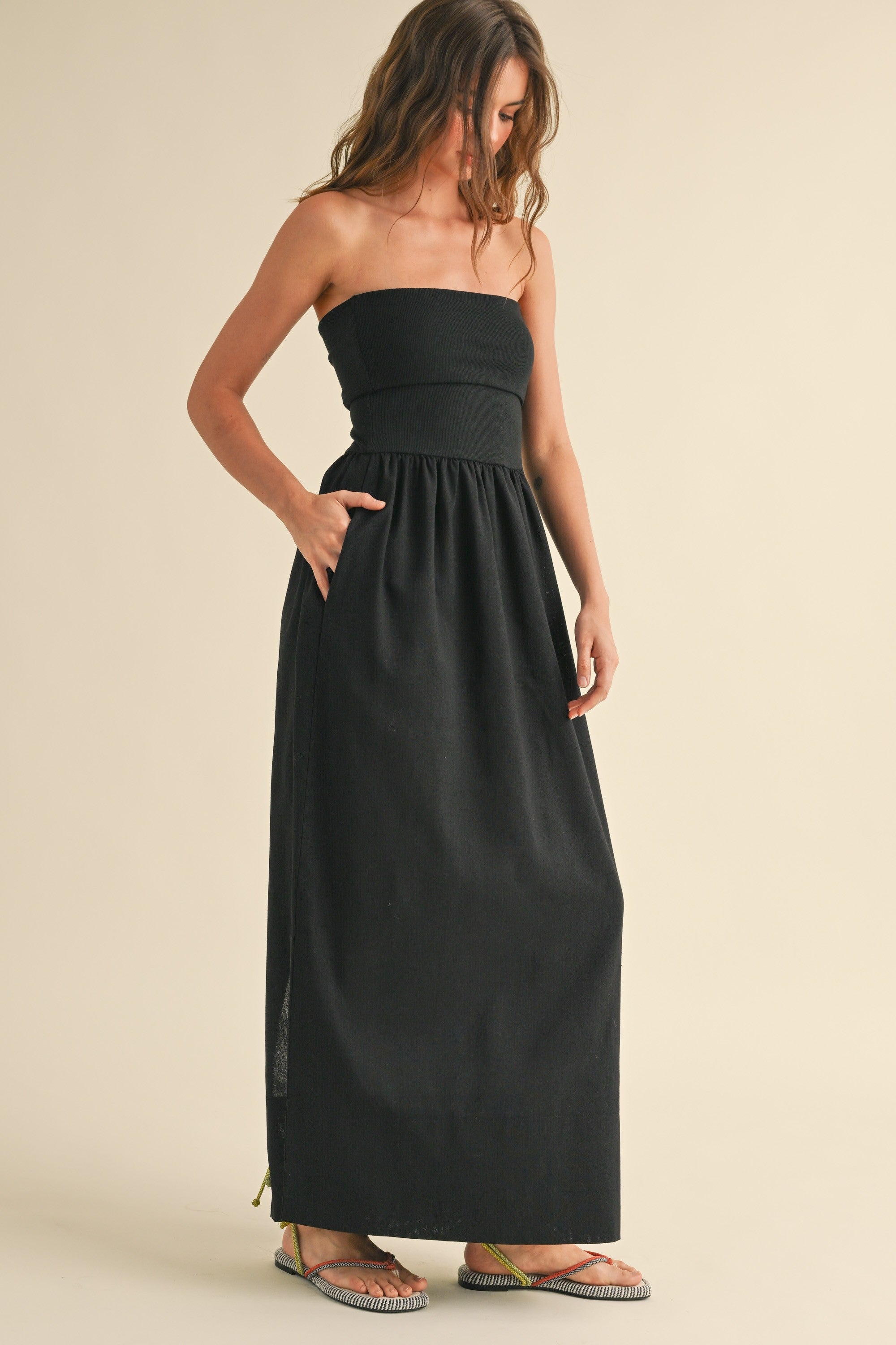 Caitlin Strapless Linen Dress-Dresses-UrbanCulture-Boutique, A North Port, Florida Women's Fashion Boutique