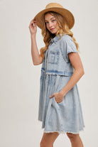 Peony Mini Denim Dress-Dresses-UrbanCulture-Boutique, A North Port, Florida Women's Fashion Boutique