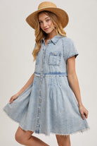 Peony Mini Denim Dress-Dresses-UrbanCulture-Boutique, A North Port, Florida Women's Fashion Boutique
