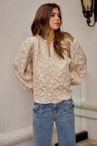 Georgina Jacquard Floral Top-Blouse-UrbanCulture-Boutique, A North Port, Florida Women's Fashion Boutique