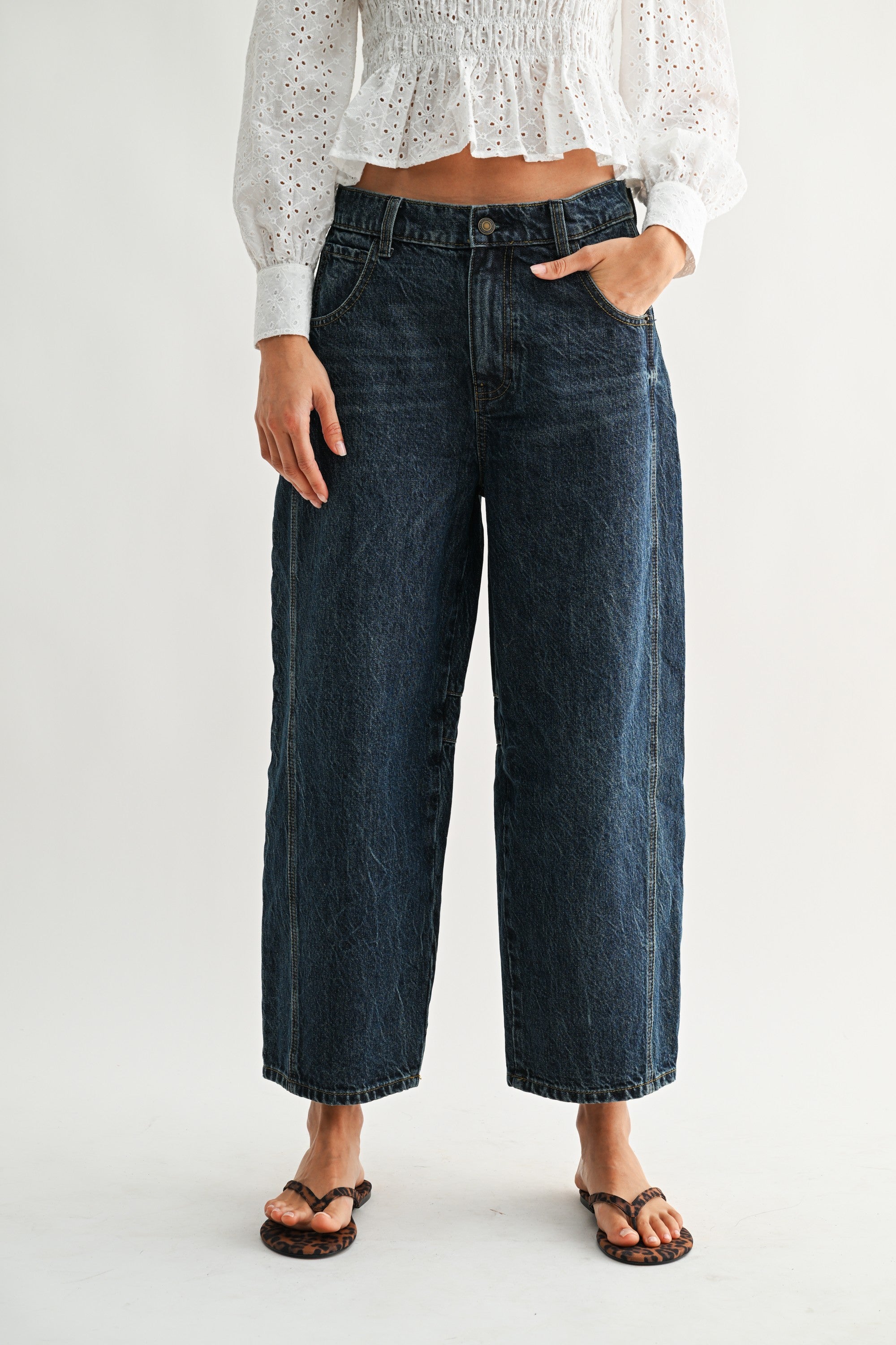 Bella Wide Leg Dark Wash Denim Jeans-Jeans-UrbanCulture-Boutique, A North Port, Florida Women's Fashion Boutique