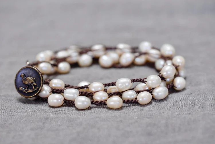 Rice Pearl Wrap on Chocolate-Necklace-UrbanCulture-Boutique, A North Port, Florida Women's Fashion Boutique