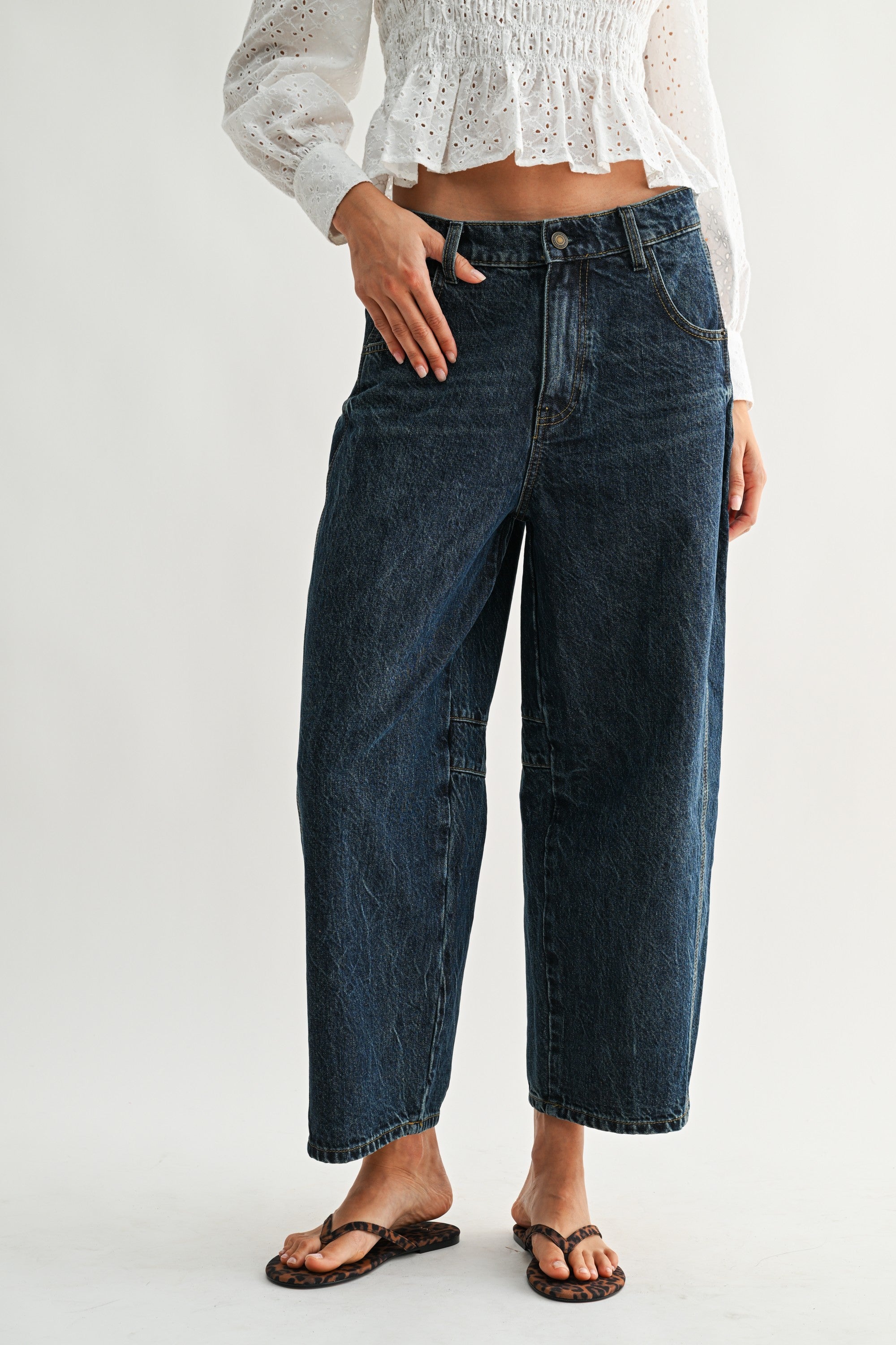 Bella Wide Leg Dark Wash Denim Jeans-Jeans-UrbanCulture-Boutique, A North Port, Florida Women's Fashion Boutique