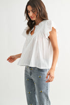 Iris Flutter Sleeve Top-Short Sleeves-UrbanCulture-Boutique, A North Port, Florida Women's Fashion Boutique