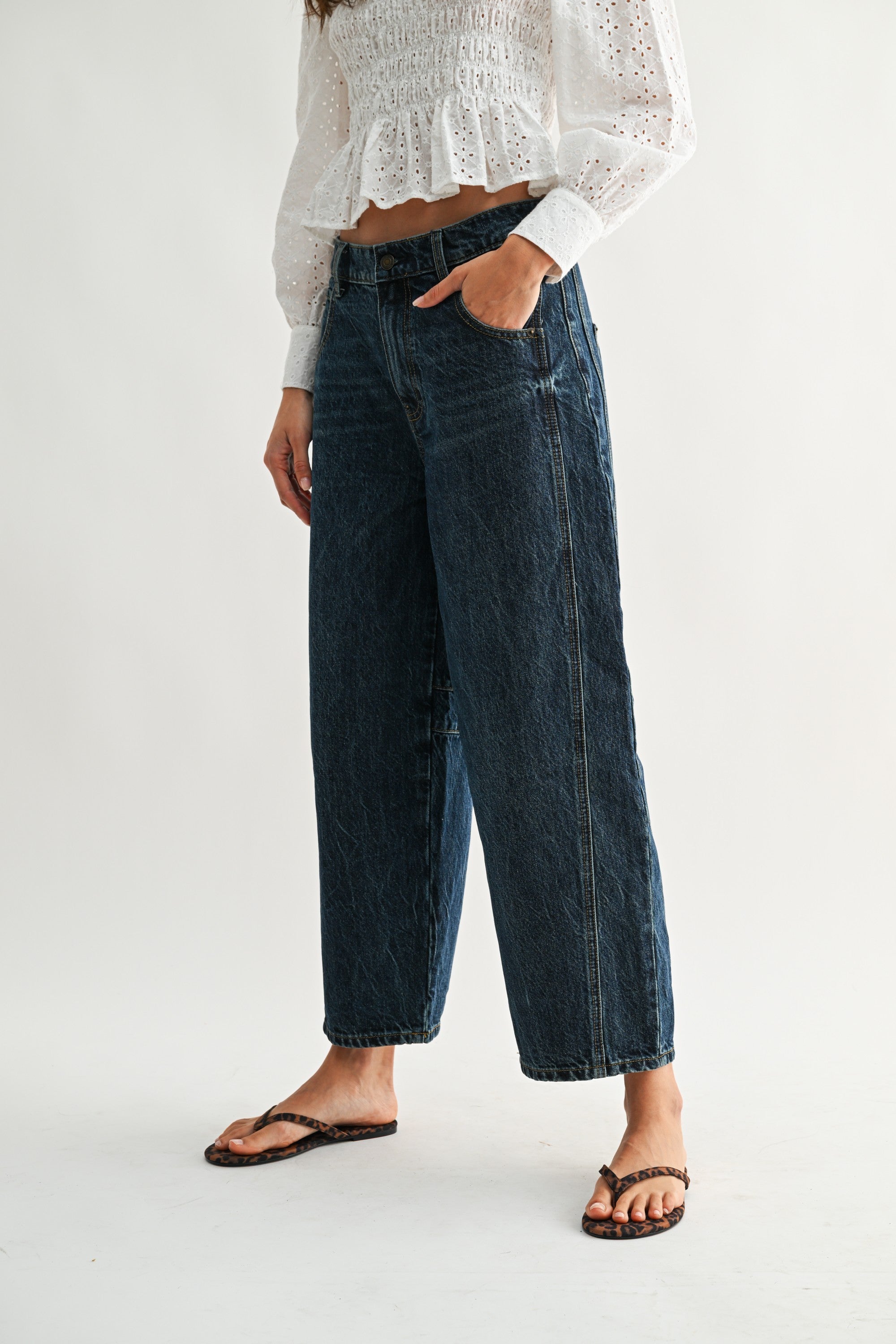 Bella Wide Leg Dark Wash Denim Jeans-Jeans-UrbanCulture-Boutique, A North Port, Florida Women's Fashion Boutique