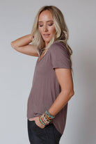 Scoop Neck Bralette Tee - Mocha-UrbanCulture-Boutique, A North Port, Florida Women's Fashion Boutique