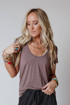 Scoop Neck Bralette Tee - Mocha-UrbanCulture-Boutique, A North Port, Florida Women's Fashion Boutique