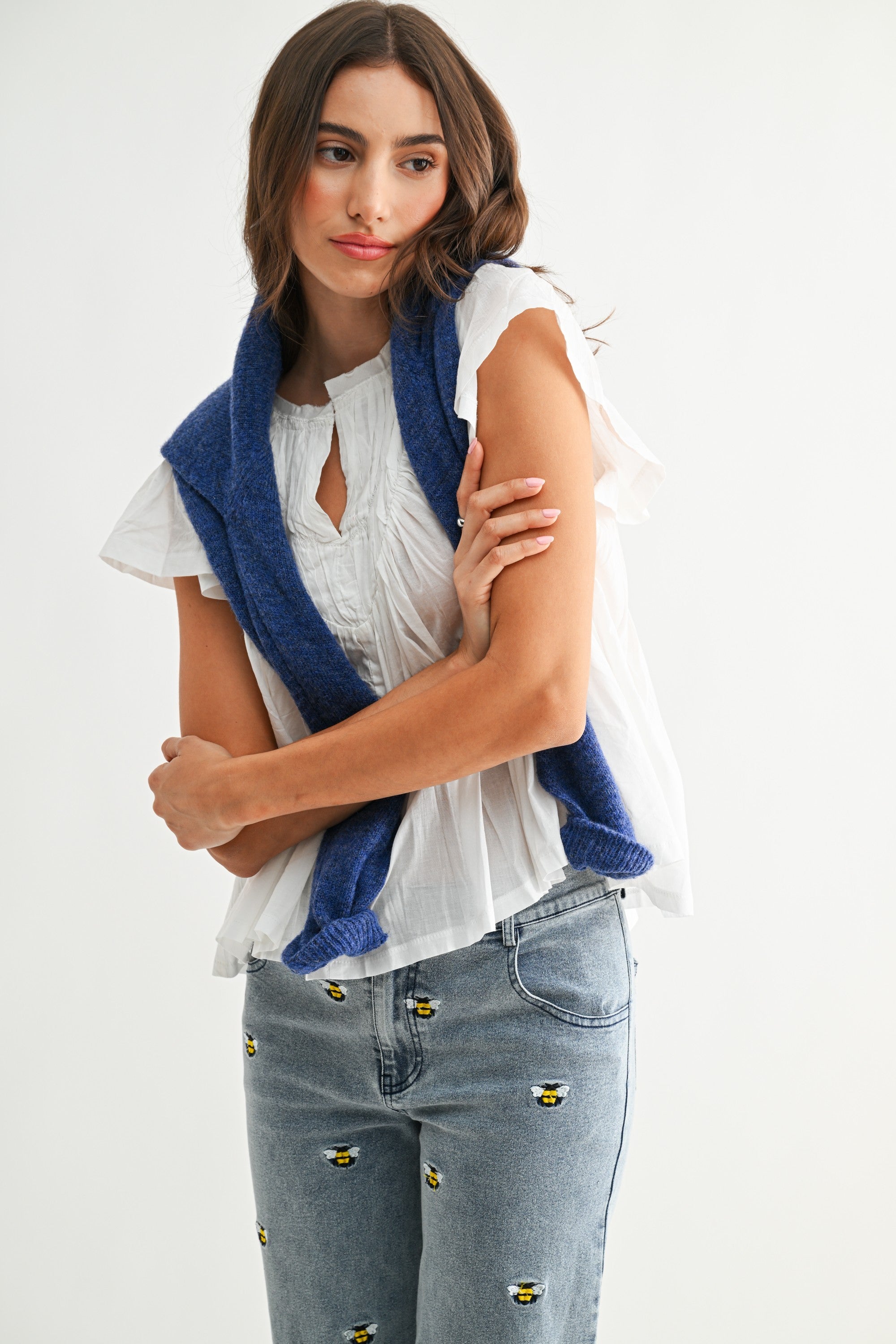 Iris Flutter Sleeve Top-Short Sleeves-UrbanCulture-Boutique, A North Port, Florida Women's Fashion Boutique