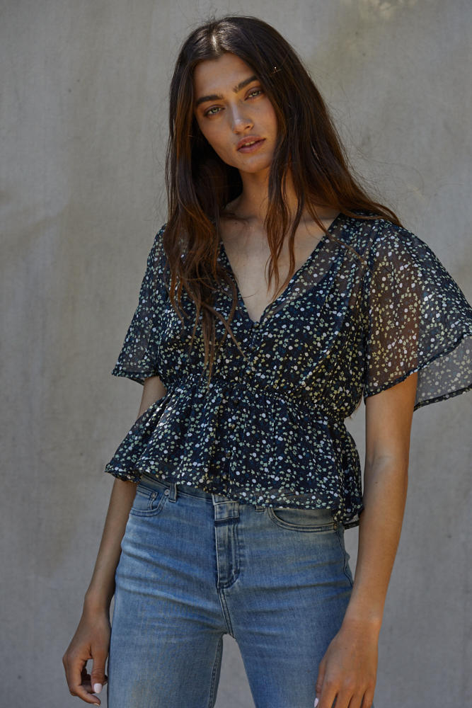 Floral Fleur Top-Short Sleeves-UrbanCulture-Boutique, A North Port, Florida Women's Fashion Boutique