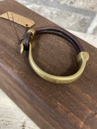 Brass Side Cuff with Dark Brown Leather Bracelet-Bracelets-UrbanCulture-Boutique, A North Port, Florida Women's Fashion Boutique