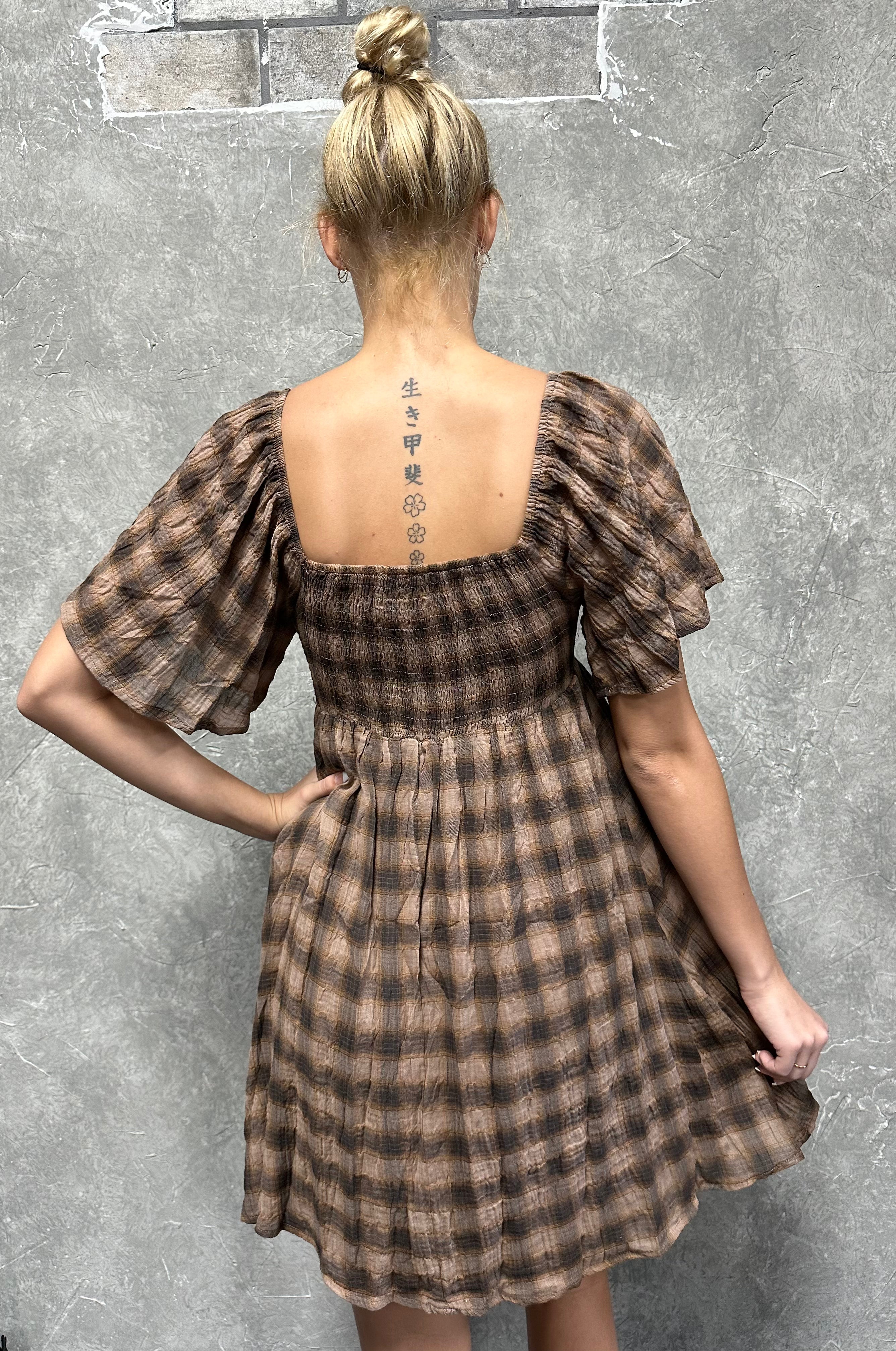 Deanna Plaid Mini Dress-Dresses-UrbanCulture-Boutique, A North Port, Florida Women's Fashion Boutique