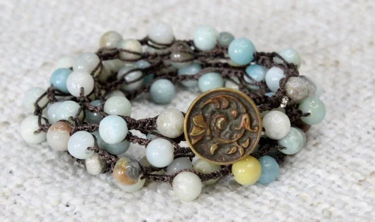 Amazonite with Matrix on Chocolate Wrap-Necklace-UrbanCulture-Boutique, A North Port, Florida Women's Fashion Boutique