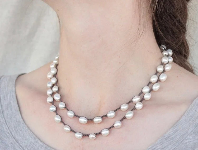 Rice Pearl Wrap on Chocolate-Necklace-UrbanCulture-Boutique, A North Port, Florida Women's Fashion Boutique