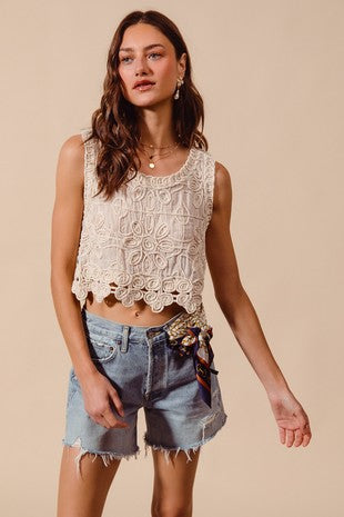 Quinn Crochet Top-Tank Tops-UrbanCulture-Boutique, A North Port, Florida Women's Fashion Boutique