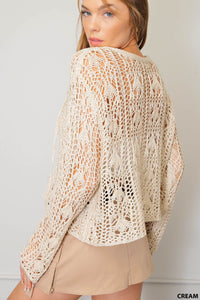 Cindy Boho Crochet Sweater-Sweater-UrbanCulture-Boutique, A North Port, Florida Women's Fashion Boutique