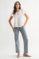 Iris Flutter Sleeve Top-Short Sleeves-UrbanCulture-Boutique, A North Port, Florida Women's Fashion Boutique