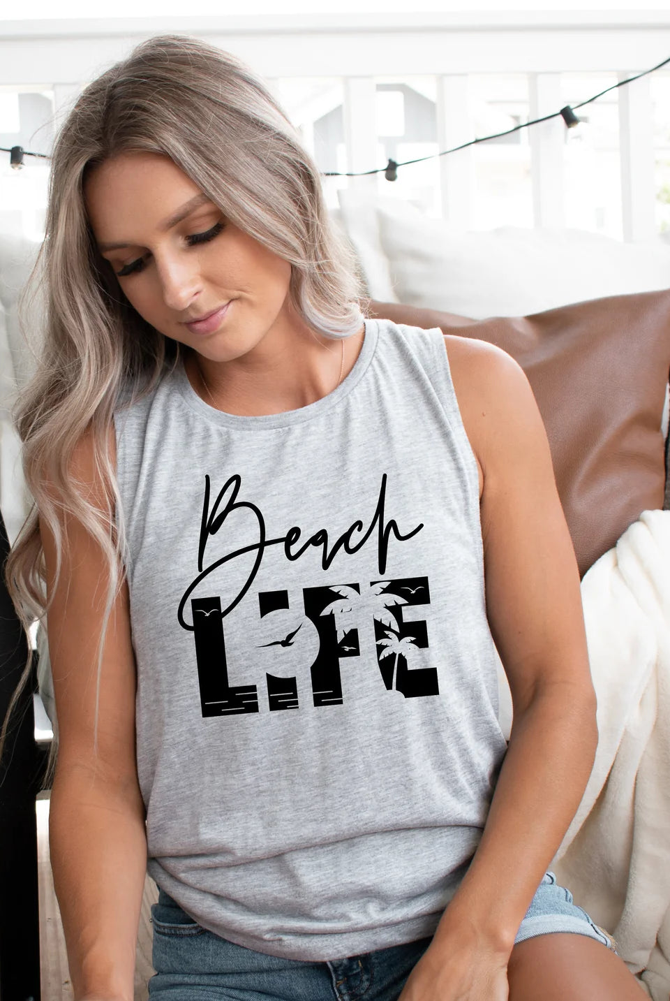 Beach Life Tank Top-Tank Tops-UrbanCulture-Boutique, A North Port, Florida Women's Fashion Boutique