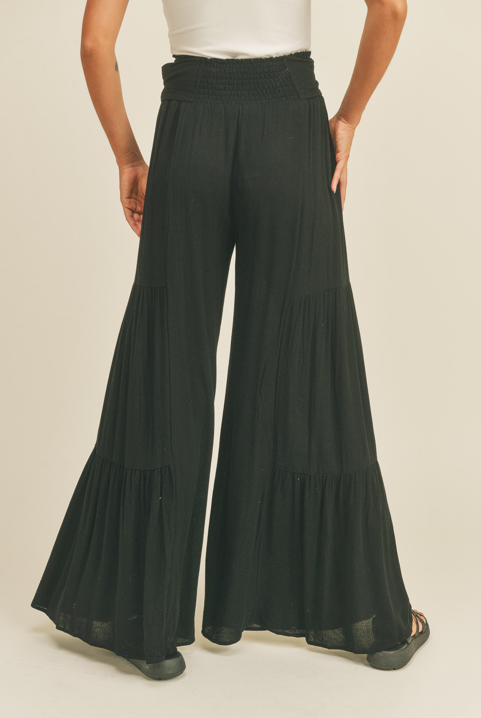 Rayon Tiered Detail Pants-Pants-UrbanCulture-Boutique, A North Port, Florida Women's Fashion Boutique