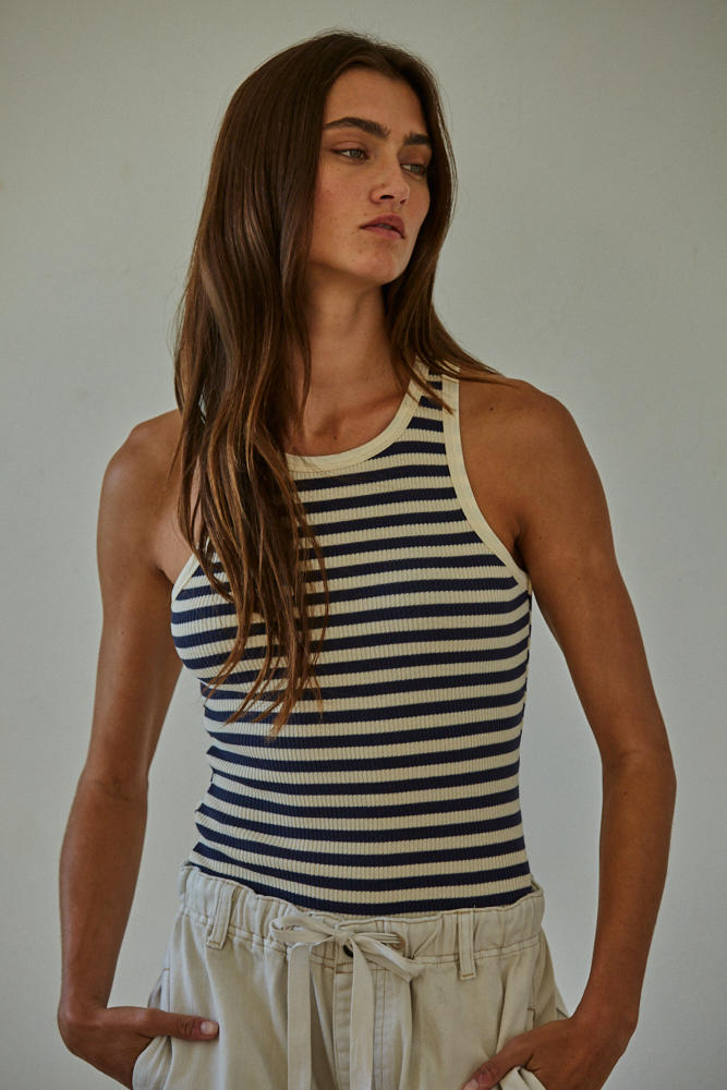 Duece Striped Tank-Tank Tops-UrbanCulture-Boutique, A North Port, Florida Women's Fashion Boutique