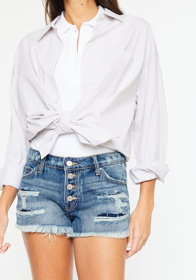 Blair Mid Rise Boyfriend Denim Shorts-Denim Shorts-UrbanCulture-Boutique, A North Port, Florida Women's Fashion Boutique